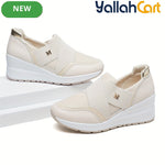 Desai Women's Slip-On Knit Sneakers – Lightweight Breathable Walking Shoes