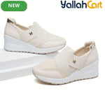 Desai Women's Slip-On Knit Sneakers – Lightweight Breathable Walking Shoes