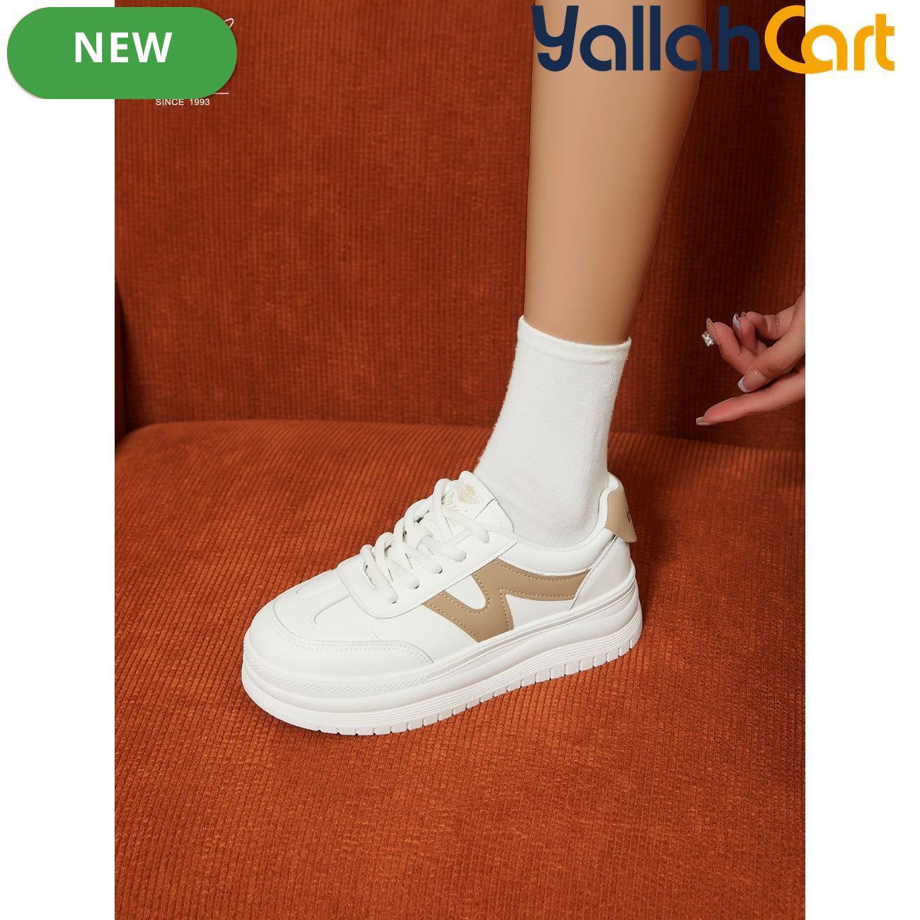 Desai Women's Classic Black &amp; White Platform Sneakers – Lightweight Casual Shoes
