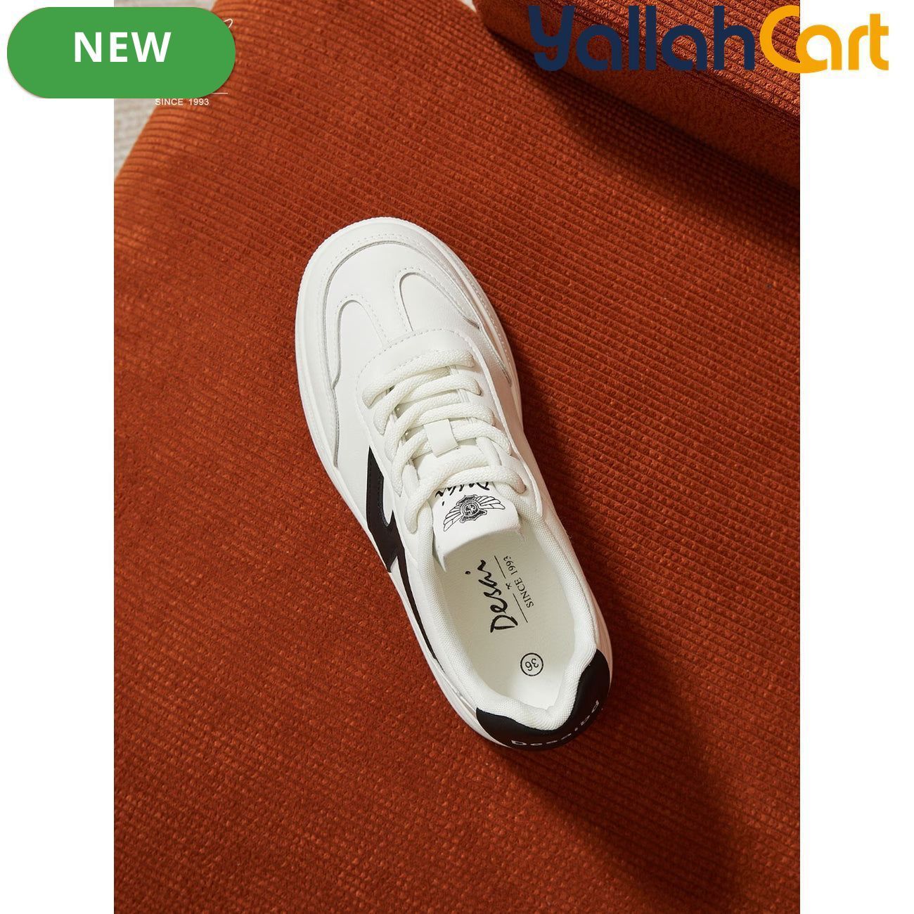 Desai Women's Classic Black &amp; White Platform Sneakers – Lightweight Casual Shoes