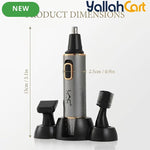 4-in-1 Men's Grooming Kit, Rechargeable Nose Hair Trimmer & Beard Trimmer with Interchangeable Heads – Black