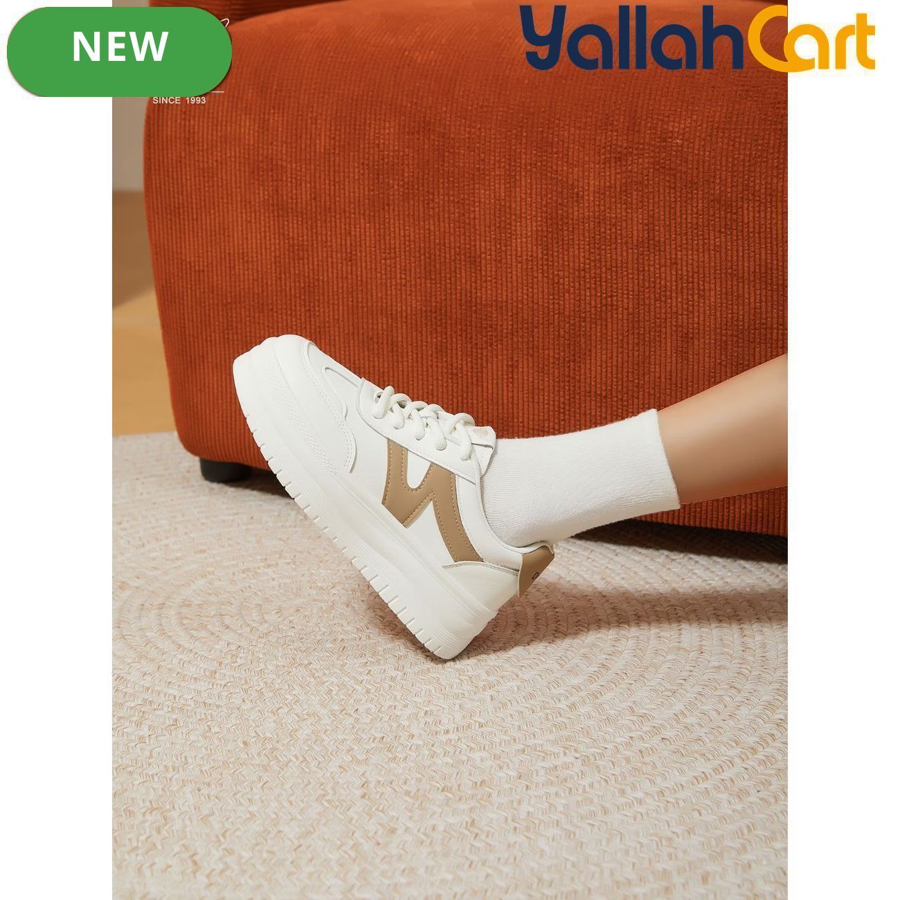 Desai Women's Classic Black &amp; White Platform Sneakers – Lightweight Casual Shoes