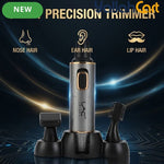 4-in-1 Men's Grooming Kit, Rechargeable Nose Hair Trimmer & Beard Trimmer with Interchangeable Heads – Black