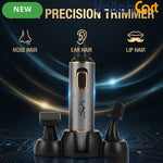 4-in-1 Men's Grooming Kit, Rechargeable Nose Hair Trimmer & Beard Trimmer with Interchangeable Heads – Black