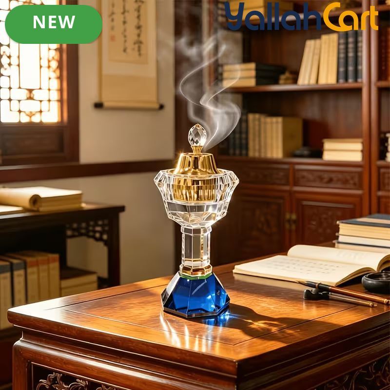 Luxury Middle Eastern Crystal Incense Holder – Faceted High-Footed Decorative Burner