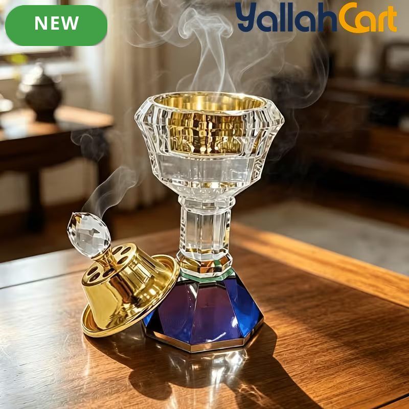 Luxury Middle Eastern Crystal Incense Holder – Faceted High-Footed Decorative Burner