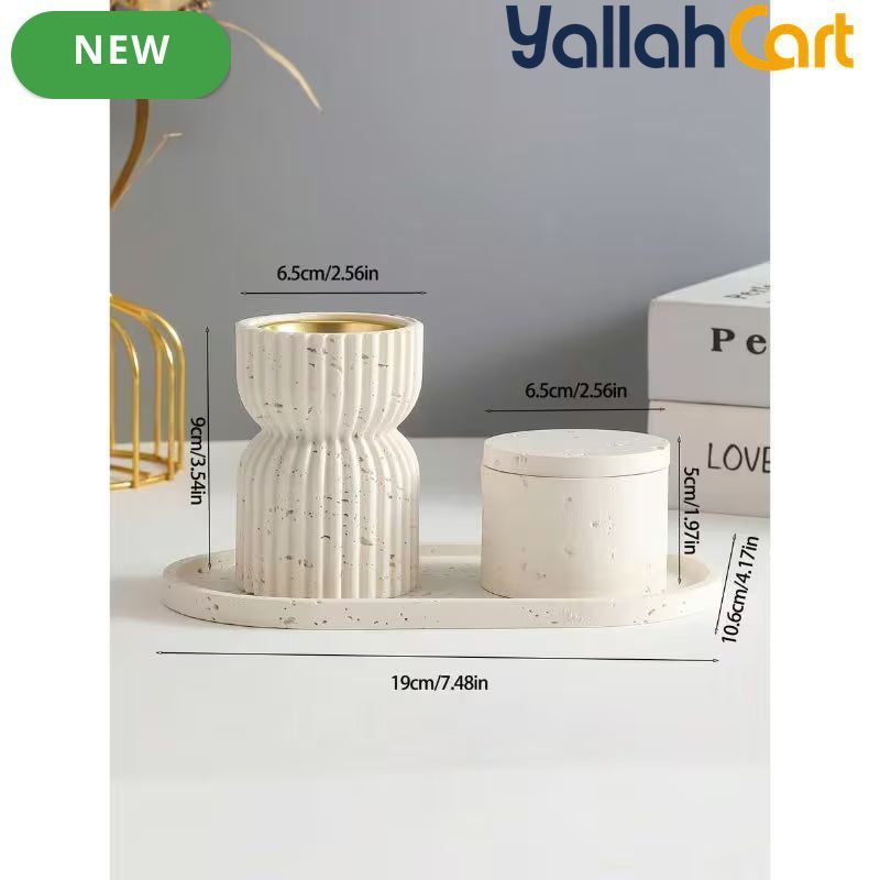 Resin Striped Incense Holder & Jars Tray – Decorative Home & Yoga Space Organizer