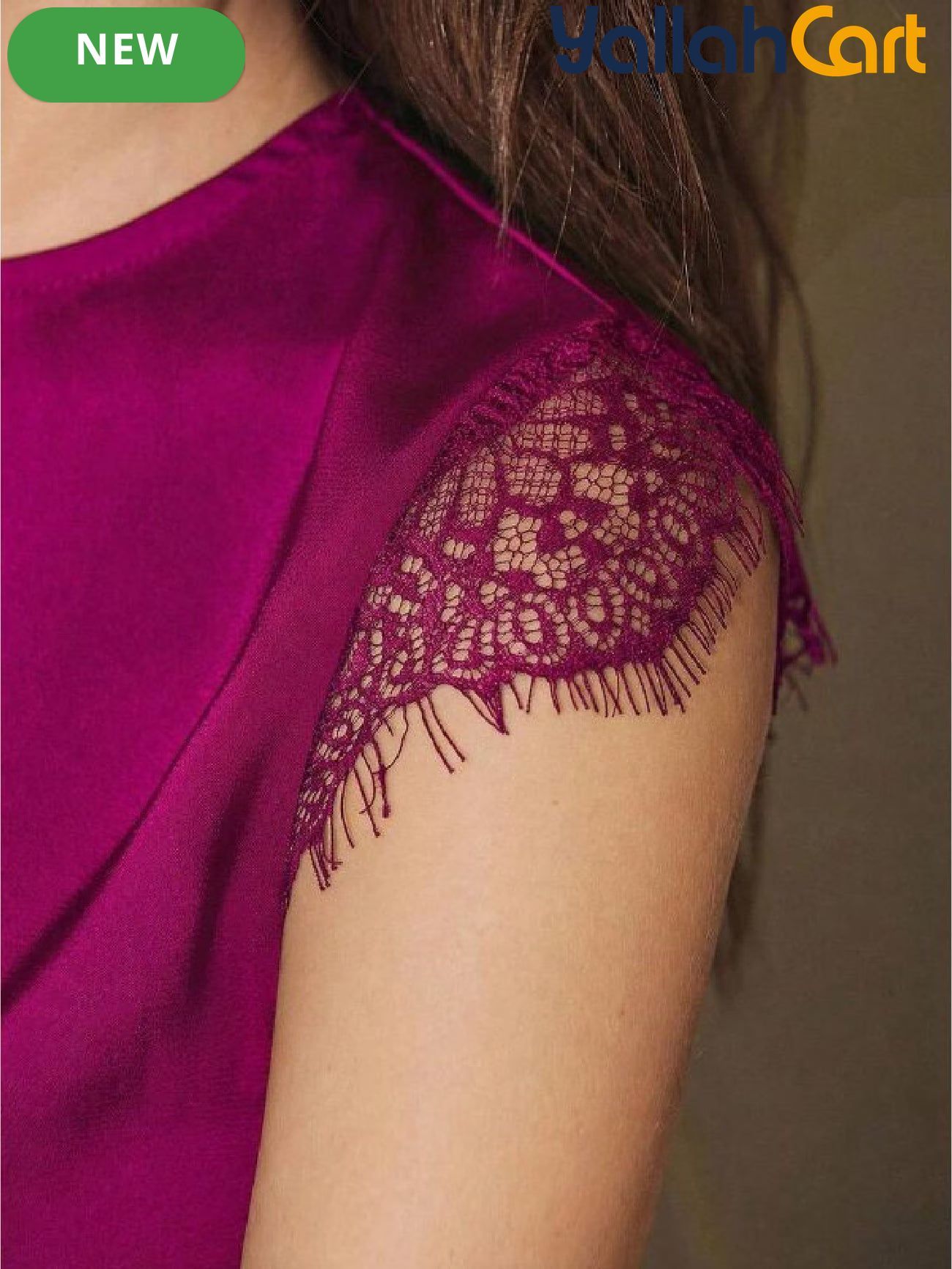 Women’s Black Lace Patchwork High-Slit Dress
