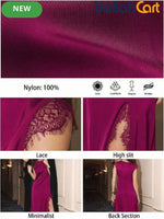 Women’s Black Lace Patchwork High-Slit Dress