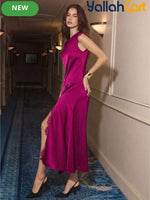 Women’s Black Lace Patchwork High-Slit Dress