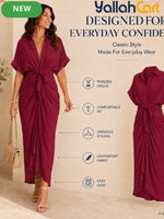 Women’s Collared Shirt Dress – Tie Waist Maxi Button-Front Dress