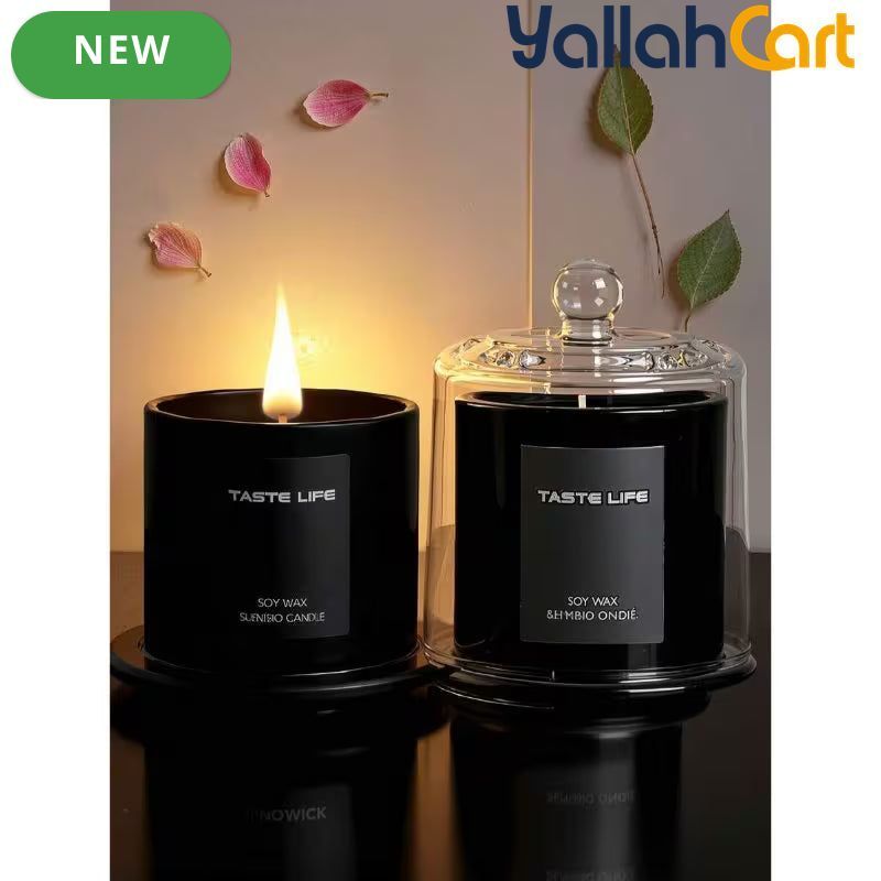 Premium Soy Wax Scented Candle in Glass Jar – Fragrant Essential Oil Candle for Home & Relaxation