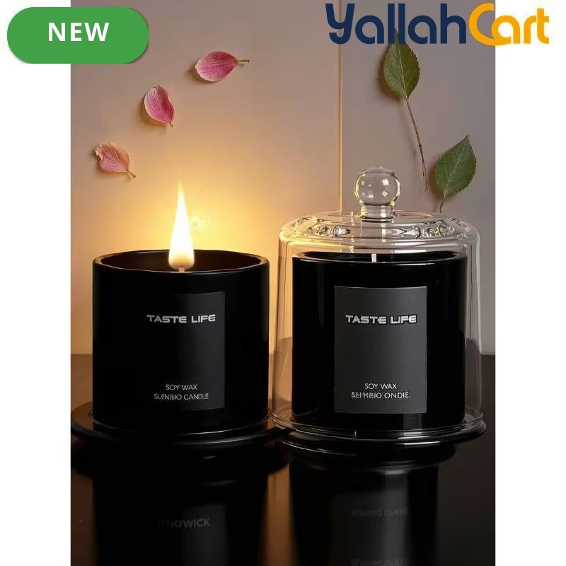Premium Soy Wax Scented Candle in Glass Jar – Fragrant Essential Oil Candle for Home & Relaxation