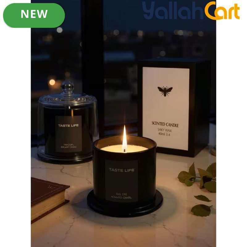 Premium Soy Wax Scented Candle in Glass Jar – Fragrant Essential Oil Candle for Home & Relaxation