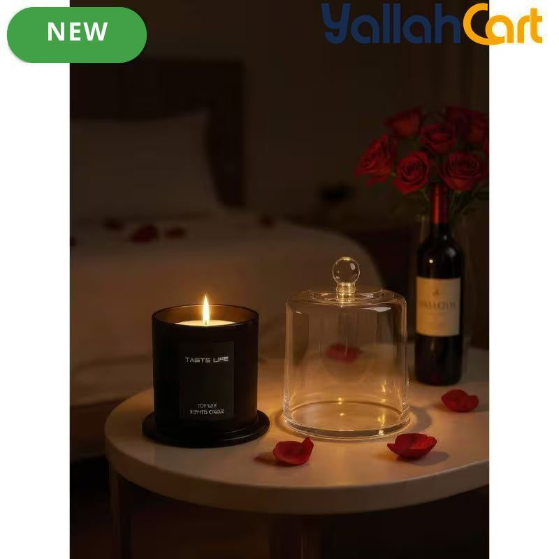Premium Soy Wax Scented Candle in Glass Jar – Fragrant Essential Oil Candle for Home & Relaxation