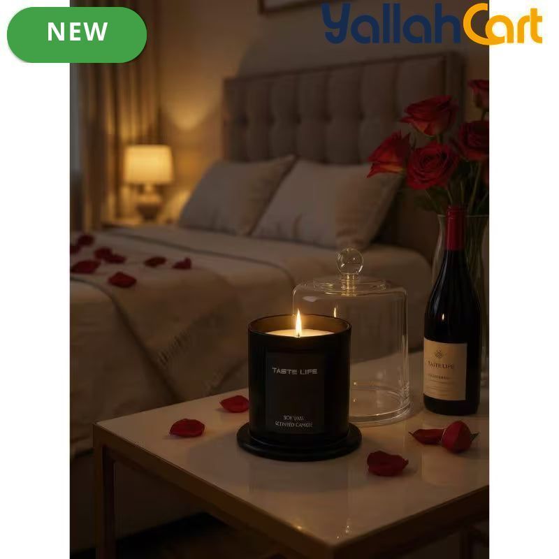 Premium Soy Wax Scented Candle in Glass Jar – Fragrant Essential Oil Candle for Home & Relaxation