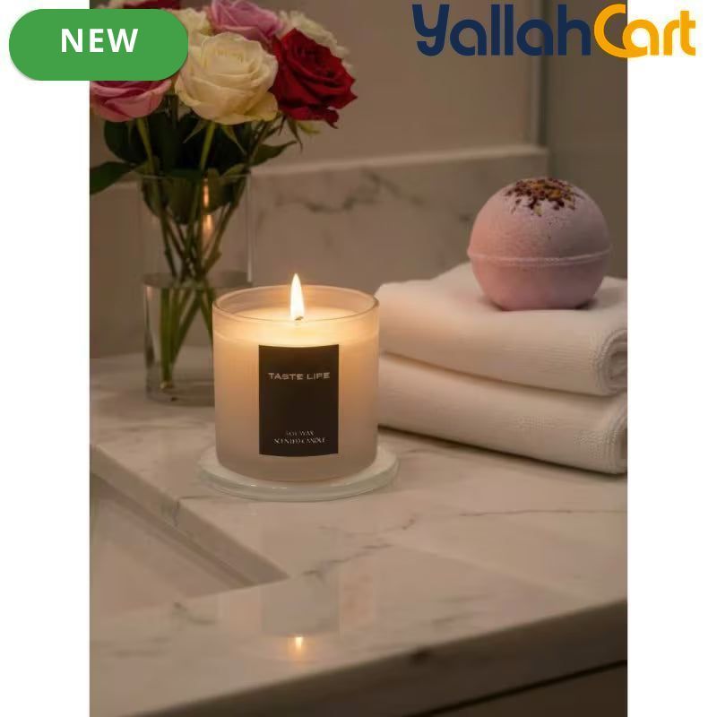 Premium Soy Wax Scented Candle in Glass Jar – Fragrant Essential Oil Candle for Home & Relaxation