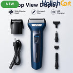 Rechargeable Men’s Grooming Kit Foil Shaver with Replaceable Heads – Deep Blue