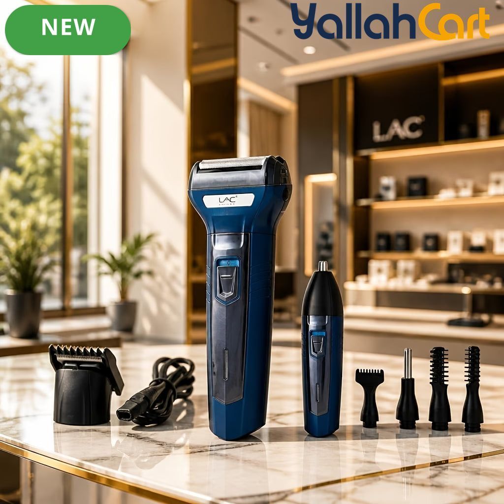 Rechargeable Men’s Grooming Kit Foil Shaver with Replaceable Heads – Deep Blue