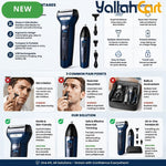 Rechargeable Men’s Grooming Kit Foil Shaver with Replaceable Heads – Deep Blue