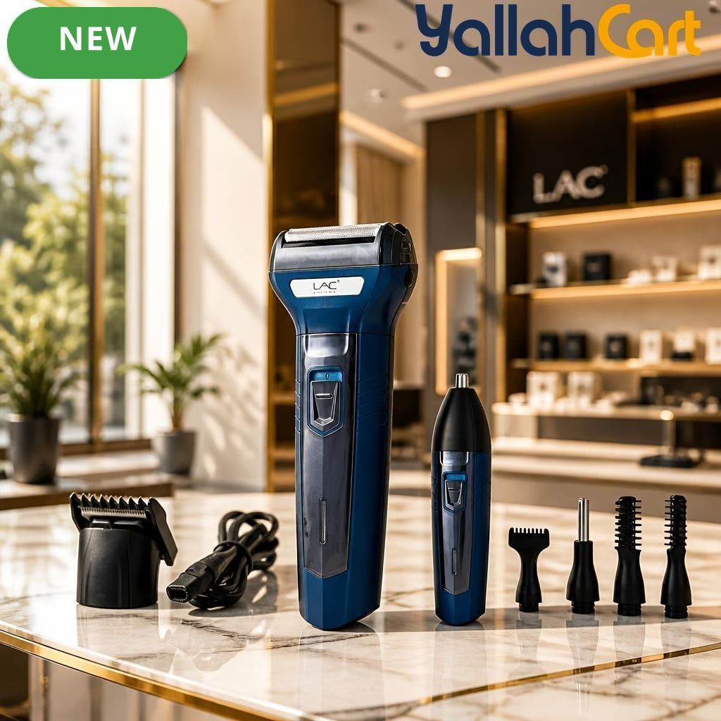 Rechargeable Men’s Grooming Kit Foil Shaver with Replaceable Heads – Deep Blue