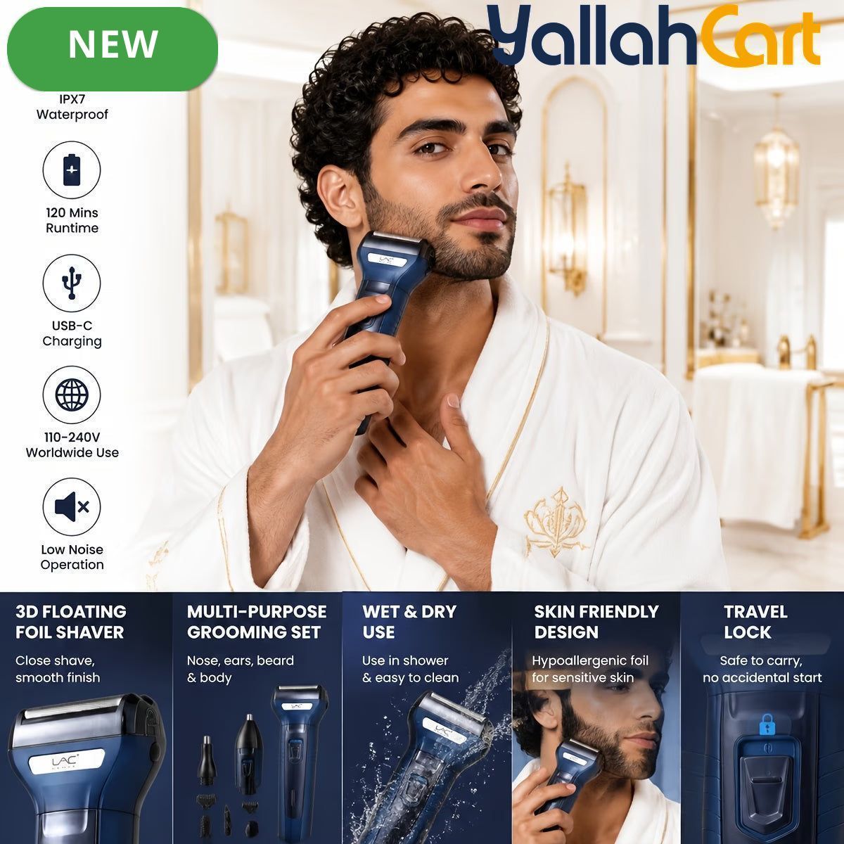 Rechargeable Men’s Grooming Kit Foil Shaver – Deep Blue