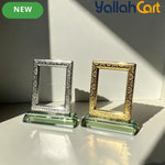 Premium Metal Picture Frame with Acrylic Base – Vintage Floral Desktop Photo Display Stand