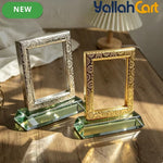 Premium Metal Picture Frame with Acrylic Base – Vintage Floral Desktop Photo Display Stand
