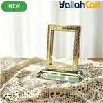 Premium Metal Picture Frame with Acrylic Base – Vintage Floral Desktop Photo Display Stand