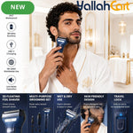 Rechargeable Men’s Grooming Kit – Deep Blue Foil Shaver with Replaceable Heads