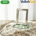 Premium Metal Picture Frame with Acrylic Base – Vintage Floral Desktop Photo Display Stand