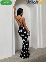 Women's Black & White Polka Dot Print Dress
