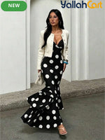 Women's Black & White Polka Dot Print Dress