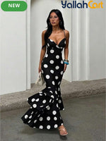 Women's Black & White Polka Dot Print Dress