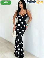 Women's Black & White Polka Dot Print Dress