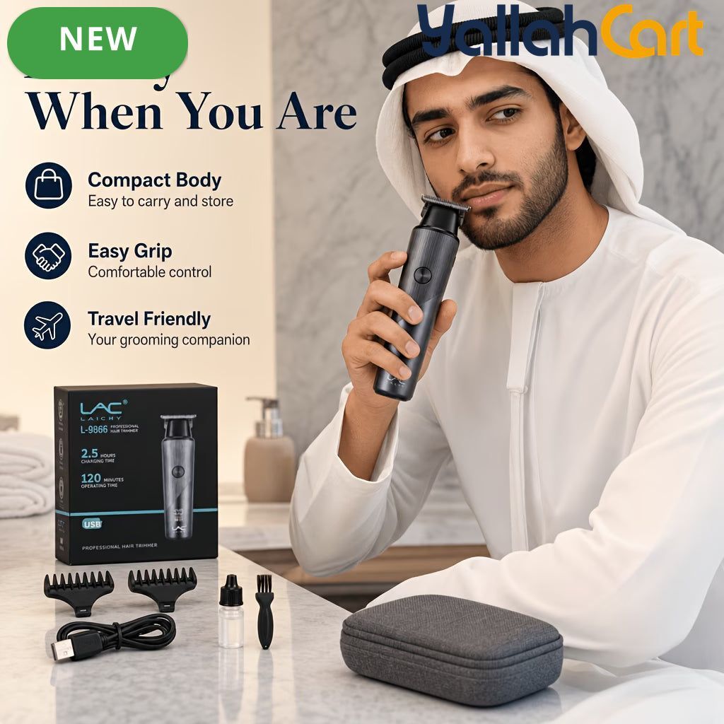 Compact Silvery USB Rechargeable Hair Trimmer Kit for Men