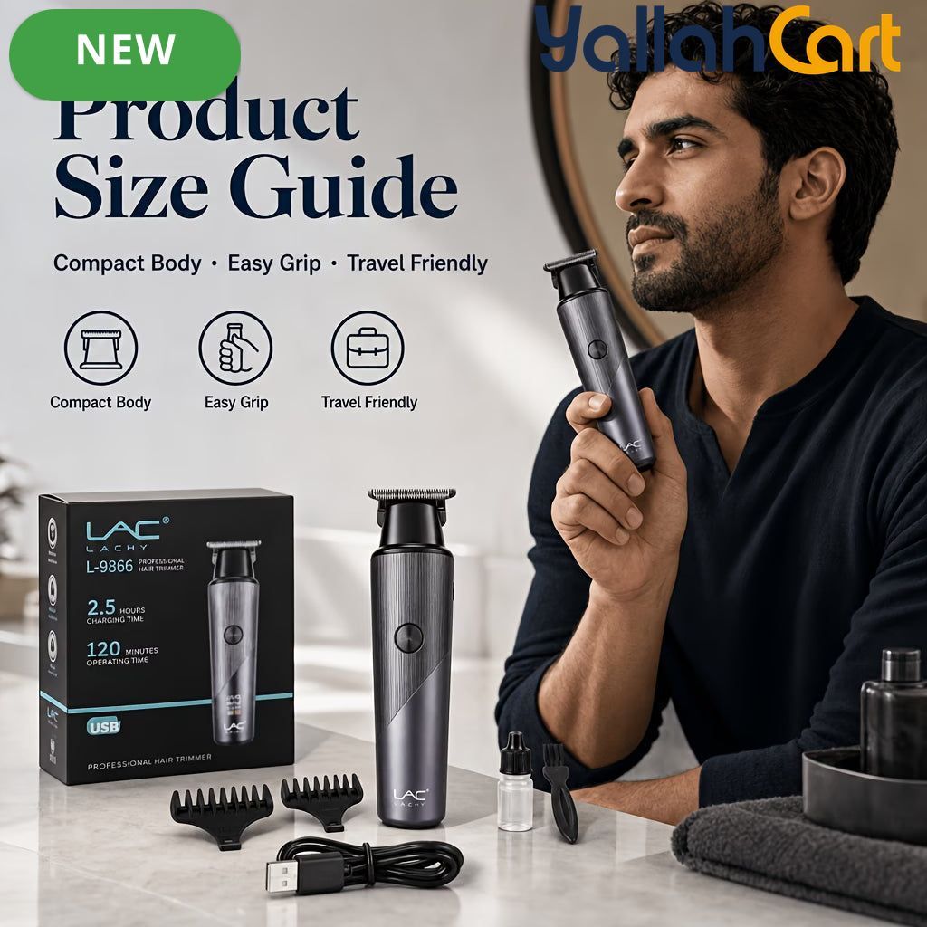 Compact Silvery USB Rechargeable Hair Trimmer Kit for Men