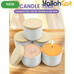 12-Piece Metal Candle Jars with Wood-Texture Lids – 4/8 oz Candle Making & Storage Containers