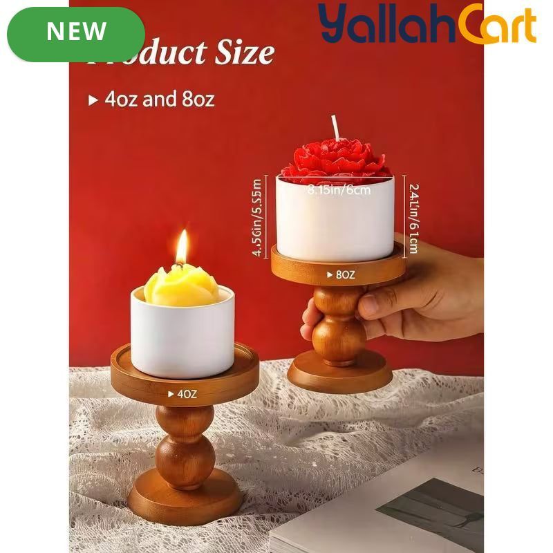 12-Piece Metal Candle Jars with Wood-Texture Lids – 4/8 oz Candle Making & Storage Containers