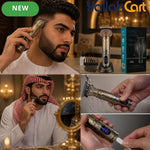 Golden Metal Embossed Cordless Hair Clipper USB Rechargeable LCD Display Trimmer Kit