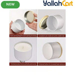 12-Piece Metal Candle Jars with Wood-Texture Lids – 4/8 oz Candle Making & Storage Containers
