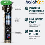 Golden Metal Embossed Cordless Hair Clipper USB Rechargeable LCD Display Trimmer Kit