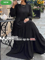 Plus Size Women’s Black Babydoll Maxi Dress – Casual Long Sleeve Fall Dress
