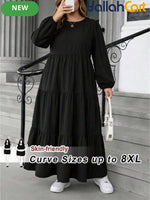 Plus Size Women’s Black Babydoll Maxi Dress – Casual Long Sleeve Fall Dress