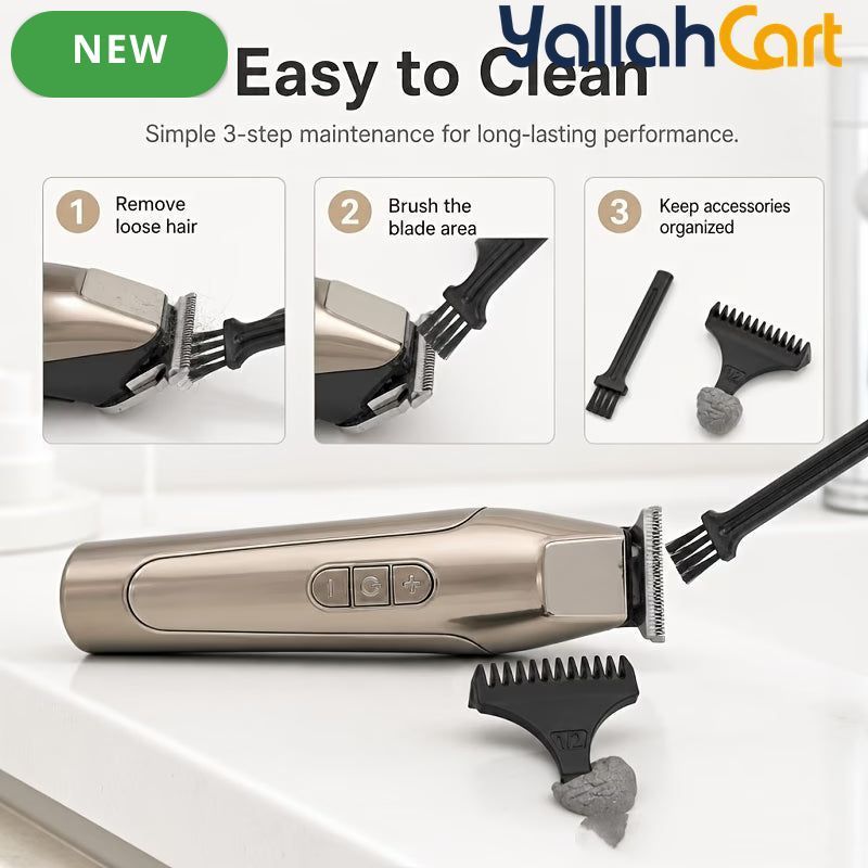 Golden Metal Precision Detail Hair Trimmer Kit – USB Rechargeable Cordless Outline Clipper with Guide Combs & Cleaning Brush for Beard, Hairline & Edge Styling