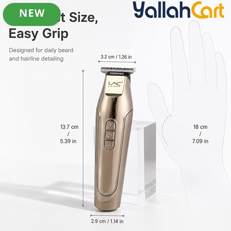 Golden Metal Precision Detail Hair Trimmer Kit – USB Rechargeable Cordless Outline Clipper with Guide Combs & Cleaning Brush for Beard, Hairline & Edge Styling