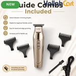 Golden Metal Precision Detail Hair Trimmer Kit – USB Rechargeable Cordless Outline Clipper with Guide Combs & Cleaning Brush for Beard, Hairline & Edge Styling