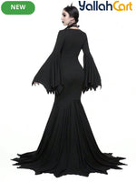 Gothic Black Women’s Dress with Whale Tail Waist & Heart Neckline – Halloween Style
