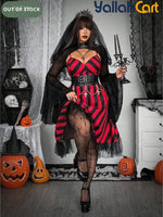 Plus Size Women’s V-Neck Striped Slip Dress – Red & Black Grunge Punk Style