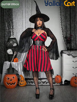 Plus Size Women’s V-Neck Striped Slip Dress – Red & Black Grunge Punk Style